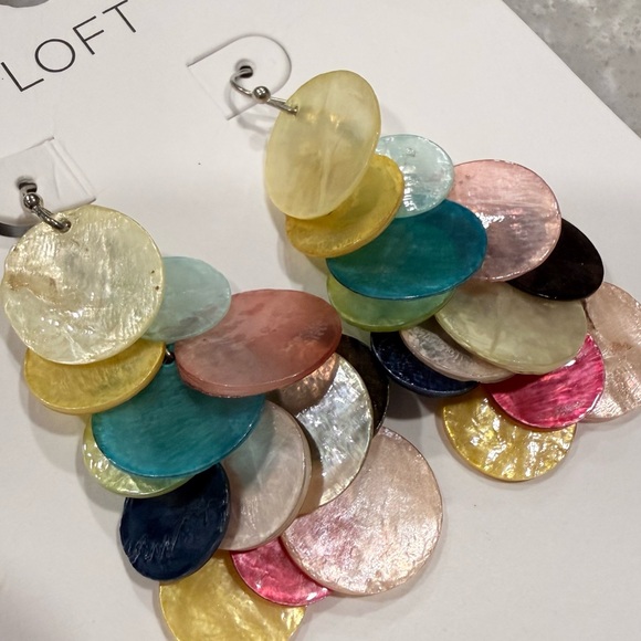 LOFT Jewelry - LOFT Rainbow Iridescent Disc Drop Earrings NWT